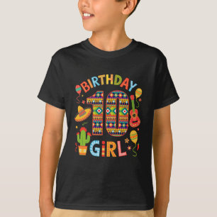 Camiseta Festa Mexicana Engraçada 10ª Rapariga de Aniversár