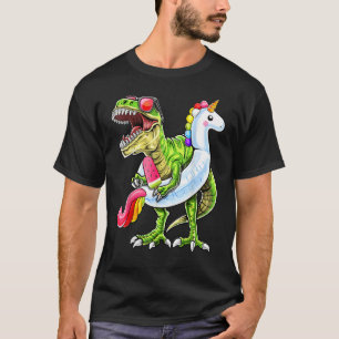 Camiseta Festa na Piscina Rex Dinossauro Unicórnio Boia Ver