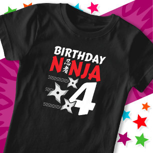 Camiseta Festa Ninja, 4 anos, estende crianças 4º aniversár