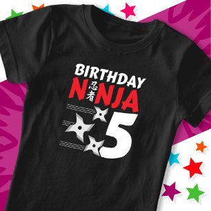Camiseta Festa Ninja, 5 anos, estende crianças 5 Aniversári