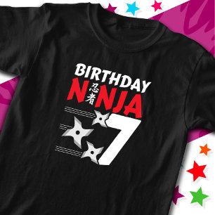 Camiseta Festa Ninja, 7 anos, estende crianças 7 Aniversári