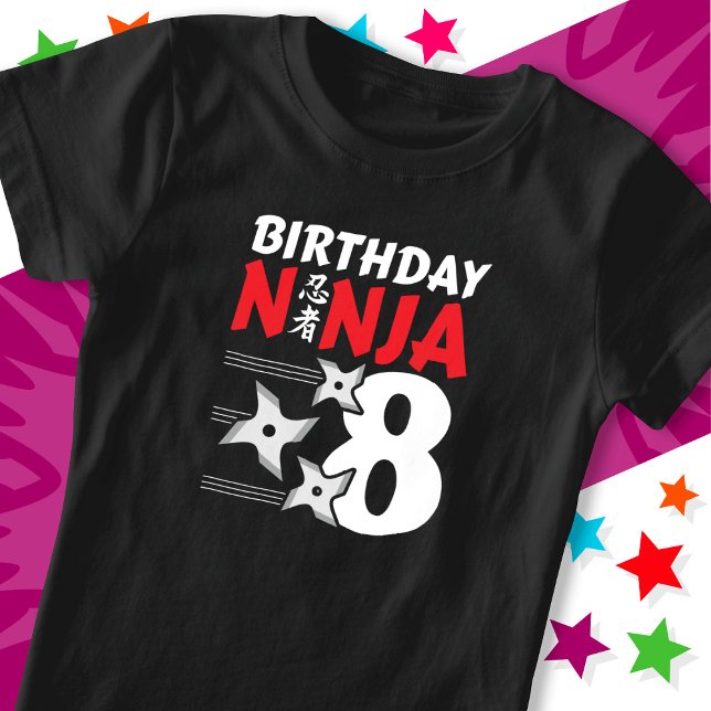 Camiseta Festa Ninja, 8 anos, estende crianças oitavo anive (Criador carregado)