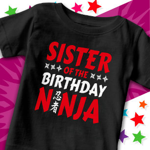 Camiseta Festa Ninja Infantil Irmã de Aniversário Ninja Kar