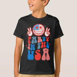 Camiseta Festa Nos EUA Rosto Feliz Sorriso Bandeira America