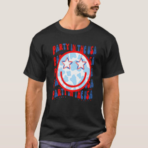 Camiseta Festa nos EUA Vaca Feliz com Rosto 4 de Julho
