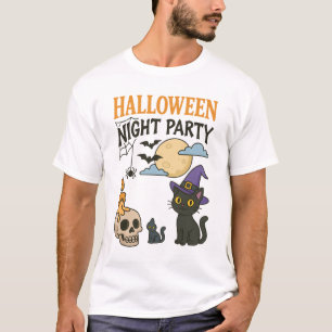 Camiseta Festa Noturna de Halloween de Bruxa Negra