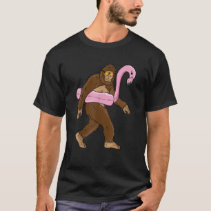 Camiseta Festa piscina, Pé-Grande, Rosa, Flamingo Sasquatch