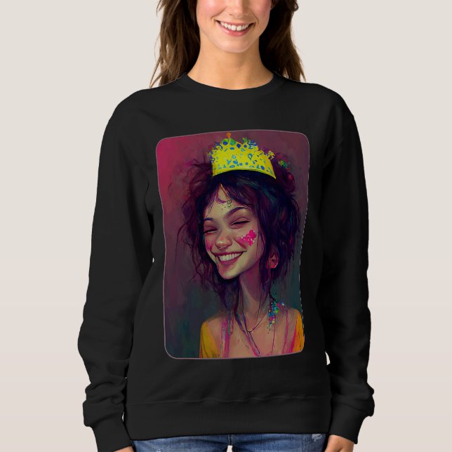 Camiseta Festa Princesa Coroa Celebração Diversão Festa de  (Frente)