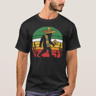 Camiseta Festa Retro do Pé Grande Sasquatch Mexicano Pôr do