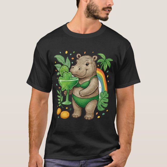 Camiseta Festa Tropical no Pool de St. Patrick para amantes (Frente)