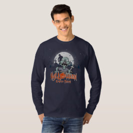 Camiseta Festa Zombie do Halloween | Homens com palha longa