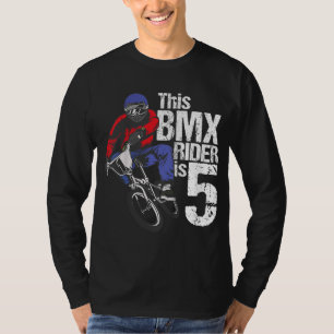 Camiseta festas de aniversário BMX de 5 anos Meninos Suja B