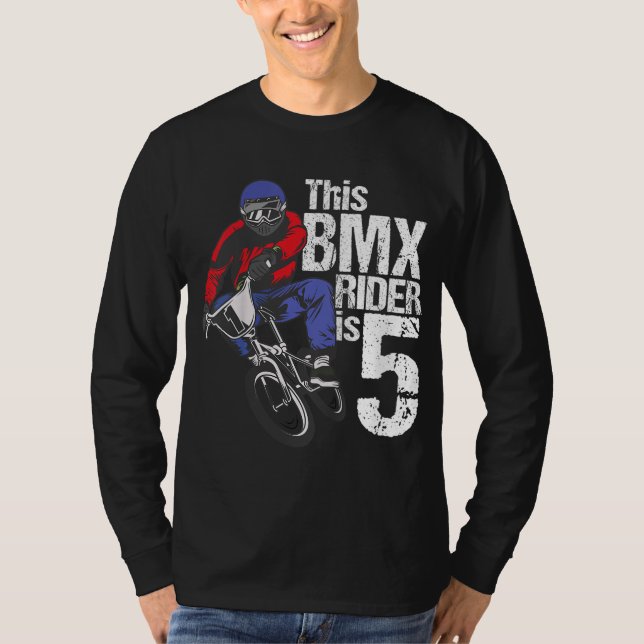 Camiseta festas de aniversário BMX de 5 anos Meninos Suja B (Frente)