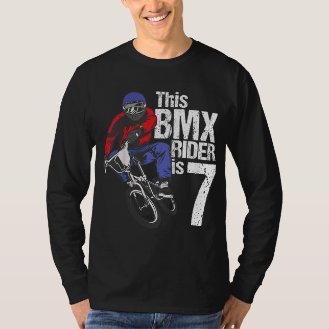 Camiseta festas de aniversário BMX de 7 anos Meninos Suja B (Frente)