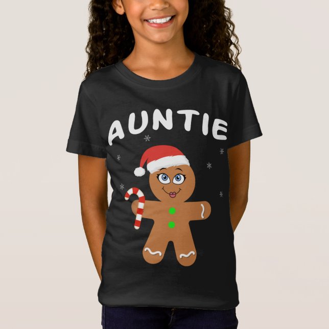 Camiseta Festas de Natal de Combinação Familiar Tia de Pão- (Frente)