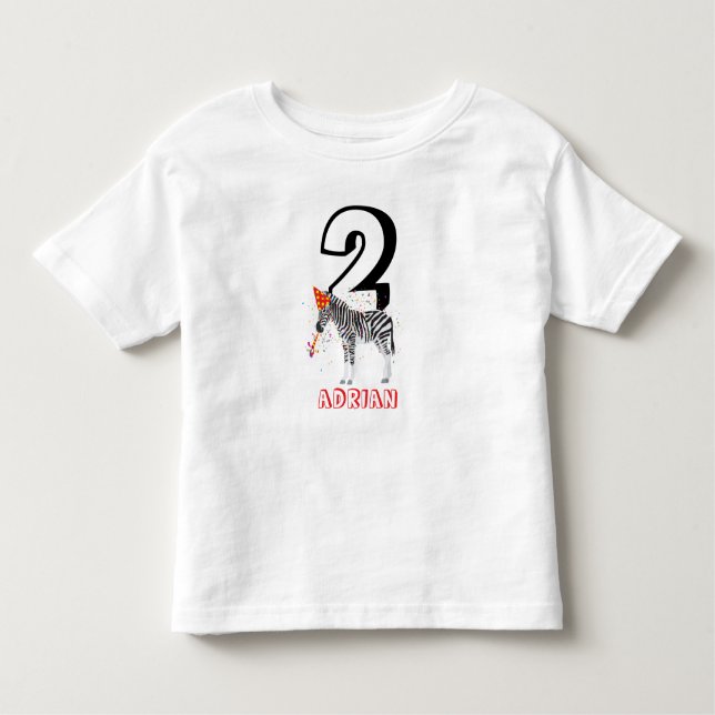 Camiseta Festas de Zebra - Crianças Festas de aniversário (Frente)