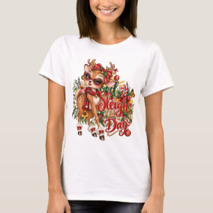 Camiseta Festiva de Natal com Cervo