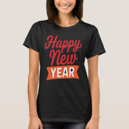 Camiseta Festiva feliz ano novo Vermelha e Laranja