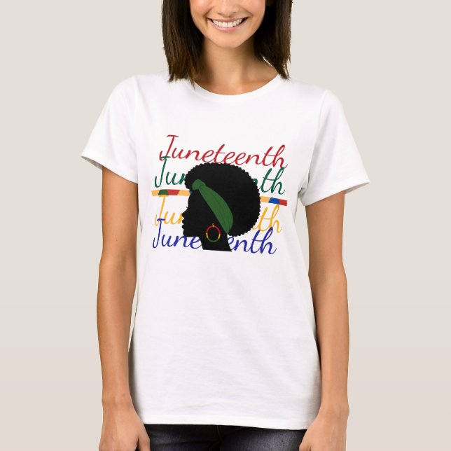 Camiseta Festiva Juneteenth com Cores Pan-Africana (Frente)