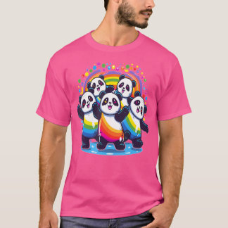 Camiseta Festival de Edm dos Pandas Dançantes Coloridos