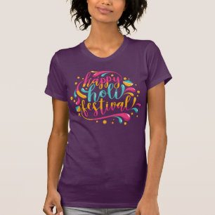Camiseta Festival feliz de Holi com cor pulverizada e