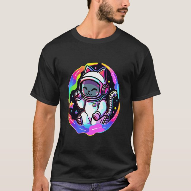 Camiseta Festival Psychedelic Astronaut Cat EDM Trippu (Frente)