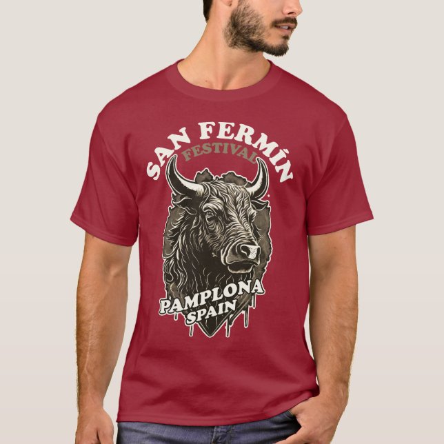 Camiseta Festival San Fermin - Corrida Dos Touros (Frente)