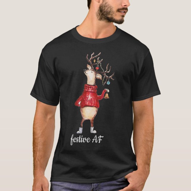 CAMISETA FESTIVE AF REINDEER COM ORNAMENTOS ANTLER (Frente)