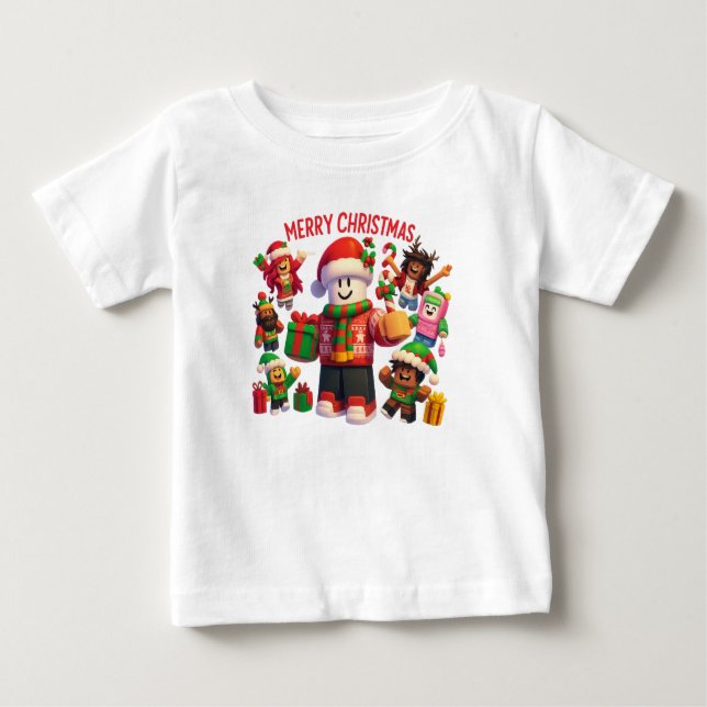 Camiseta Festive Block Characters Christmas Party (Frente)