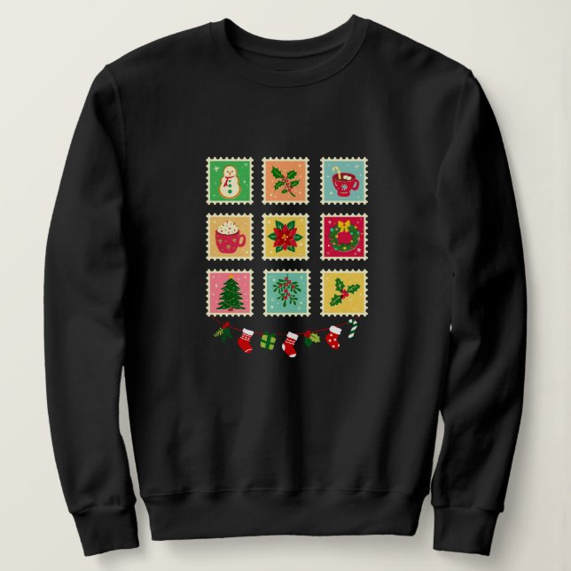 Camiseta "Festive Christmas Stamp Collection (Frente do Design)