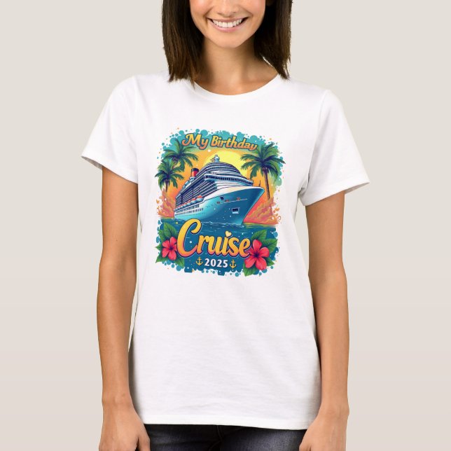 Camiseta Festive My Birthday Cruise Ship Party 2025 (Frente)