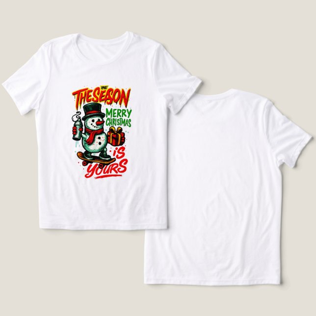 Camiseta Festive Snowman Christmas Holiday Magic (Design Frente e Verso)