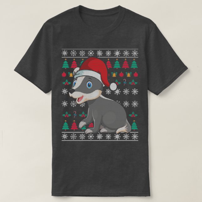 Camiseta Festivo Animal Mel Badger Xmas Feia Natal (Frente do Design)