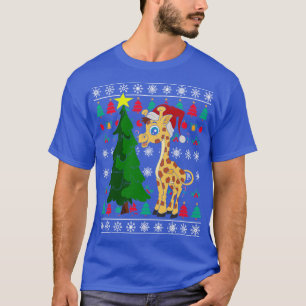 Camiseta Festivo Animal Xmas Santa Claus Giraffe Ugly Chris