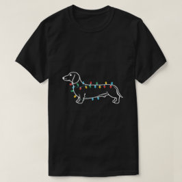 Camiseta Festivo Dachshund com Luzes de Natal