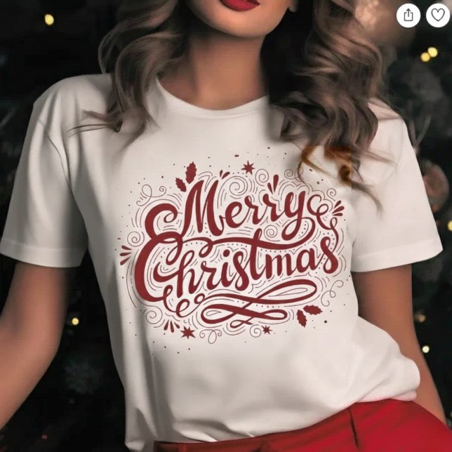 Camiseta Festivo Feliz Natal Feriado Moderno de Script (Festive Merry Christmas Modern Script Holiday T-Shirt)