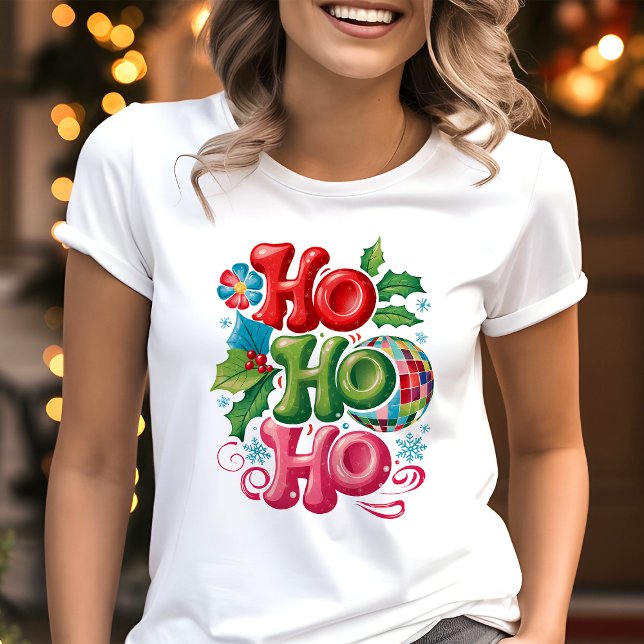 Camiseta Festivo Ho Ho Disco Natal (Criador carregado)