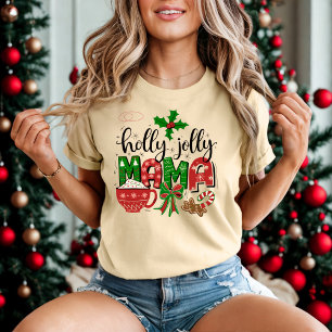 Camiseta Festivo Holly Jolly Mama Christmas Vibe