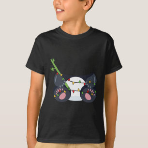 Camiseta Festivo Panda Com Luzes De Natal