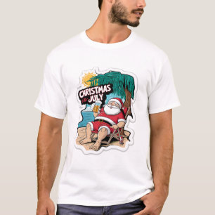 Camiseta Festivo Papai Noel Relaxando em Curto Tropical