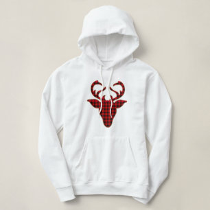 Camiseta Festivo Red Xadrez Holiday Buck Hoodie