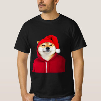 Camiseta Festivo Shiba Inu em Santa Hat