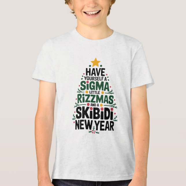 Camiseta "Festivo Sigma Rizzmas Tree Design" (Frente)