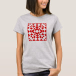 Camiseta Festivo Vermelho Branco Natal Geométrico Quilart<br><div class="desc">Vestes festivos para o Natal ou ano,  esta clássica arte de colcha de celeiro apresenta um padrão de formas geométricas em vermelho e branco vibrantes.</div>