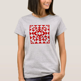 Camiseta Festivo Vermelho Branco Natal Geométrico Quilart