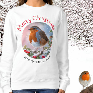 Camiseta Festivo Winter Robin Redbreast Feliz Natal