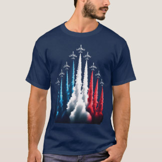 Camiseta Fête nationale France tricolore avion à réaction f