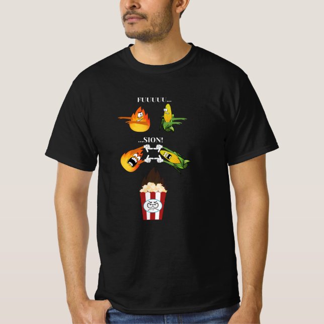 Camiseta Feuer und Mais zu Popcorn, fusão (Frente)