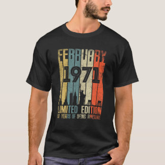 Camiseta Fevereiro 1971 51 Aniversário 51 Anos 1971 Anivers