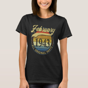 Camiseta Fevereiro De 1943 Todas As Partes Originais Vintag